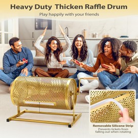 AugFir Raffle Drum, Heavy Duty Raffle Ticket Spinner Cage with Wooden Silent Design Turning Handle, Thickened Raffle Ticket Box for Lottery Games, Bingo, Raffle Balls