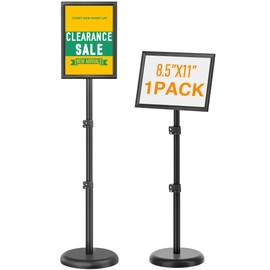 Sign Holder Stand 8.5x11 inch, Adjustable Floor Standing Sign Holder, Heavy Duty Sign Stand for Display, Fillable Retractable Poster Stand for Malls, Schools, Restaurants (1Pack)