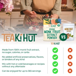 Organic Pure Monk Fruit Sweetener, No Erythritol 4oz, 100% Monk Fruit Extract Organic Powder for Keto and Paleo Diet, No Aftertaste, Zero Calories, Zero Carbs, Pure Monk Fruit Powder, 322 Servings