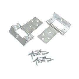 50mm Cranked Flush Hinges with Complete Fittings – Silver Zinc Coated Cabinet, Cupboard, and Door Hinges for Rust Prevention (2, Silver)