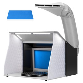 VIVOHOME Dual Fans Airbrush Paint Spray Booth with 4 LED Lights Turn Table and Filter Hose, Portable Airbrush Booth for Painting Model Craft Black