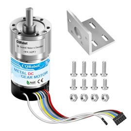 CQRobot 90:1 Metal DC Geared-Down Motor 37Dx70L mm 6V/12V, with 64 CPR Encoder and Bracket. 6V-5W-60RPM-18 kg.cm(250 oz.in), 12V-10W-120RPM-32 kg.cm(444 oz.in), D-Shaped Output Shaft 16mm.