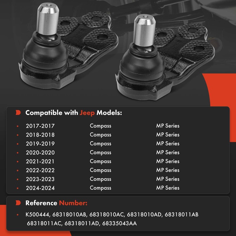 A-Premium 2 x Front Lower Ball Joints, Compatible with Jeep