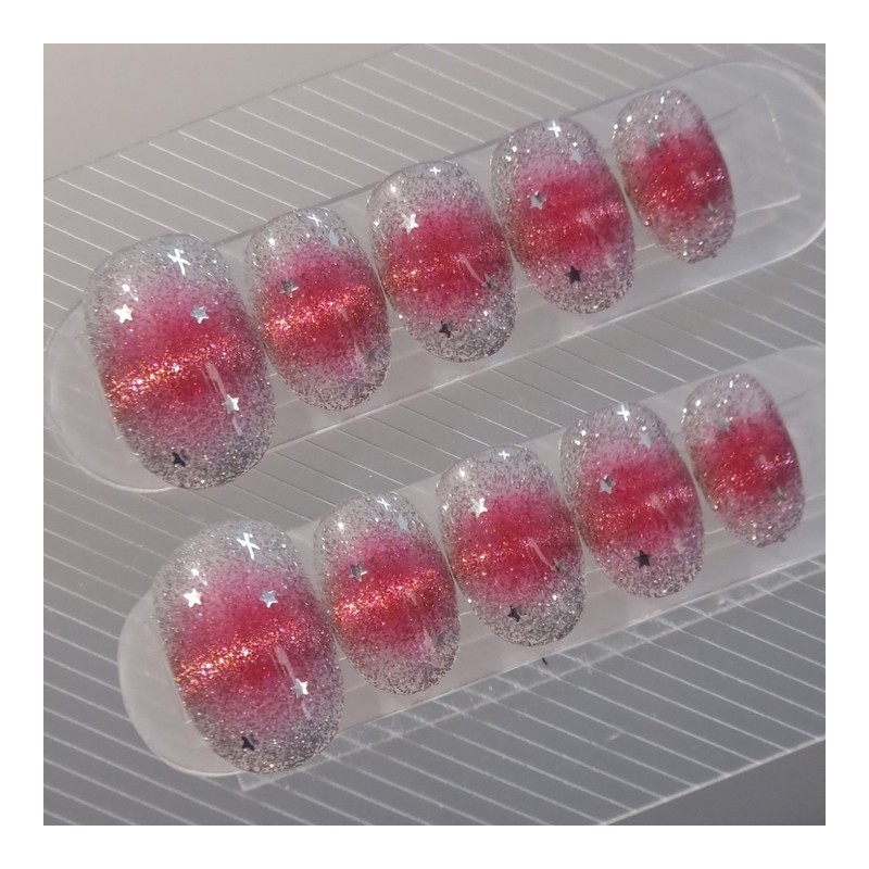 Pink Pop Magnet Handmade Nail Tips - Stiletto / 핑크팝
