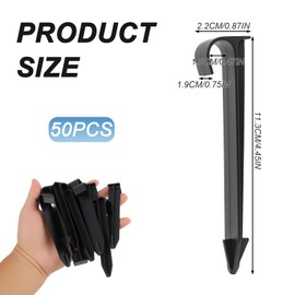 Pack of 50 Garte nschlauch Ground Anchors, Mounting Anchors for Drip Hoses and Sprinkler Systems, Suitable for 1/2 Inch Outer Diameter Hoses, Robust Polypropylene, Black, for Garden, Lawn