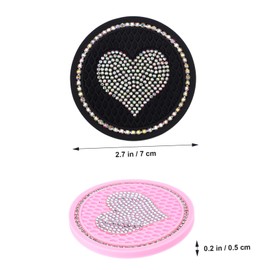 ABOOFAN 4pcs Heart Shaped Car Coasters with Bling Ab Rhinestones Colorful Round Coasters for Vehicle Interior Slip Design Versatile Use for All Car Models and Home
