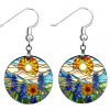 the fun things Bluebonnets Sunflowers Mountains Sunrise Dangle Earrings NO