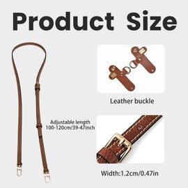fKiZanthene Leather Bag Strap Replacement, Brown Adjustable Handbag Strap with 2 Upgraded Adapters for Longchamp Mini Bag Crossbody Luggage Accessories