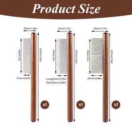 3 Stück Hölzern Katzenkamm, Edelstahl Hundekamm, Holz Haustierkämme, Makramee Fransenkämme mit Holzgriff, Edelstahl Makramee Kämme, Flohkamm für Katzen, Geeignet für alle längen