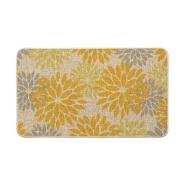 Artoid Mode Yellow Beige Dahlia Floral Pinnata Summer Doormat, Home Spring Entryway Welcome Decor Switch Rug Door Mat Floor Mat 17x29 Inch