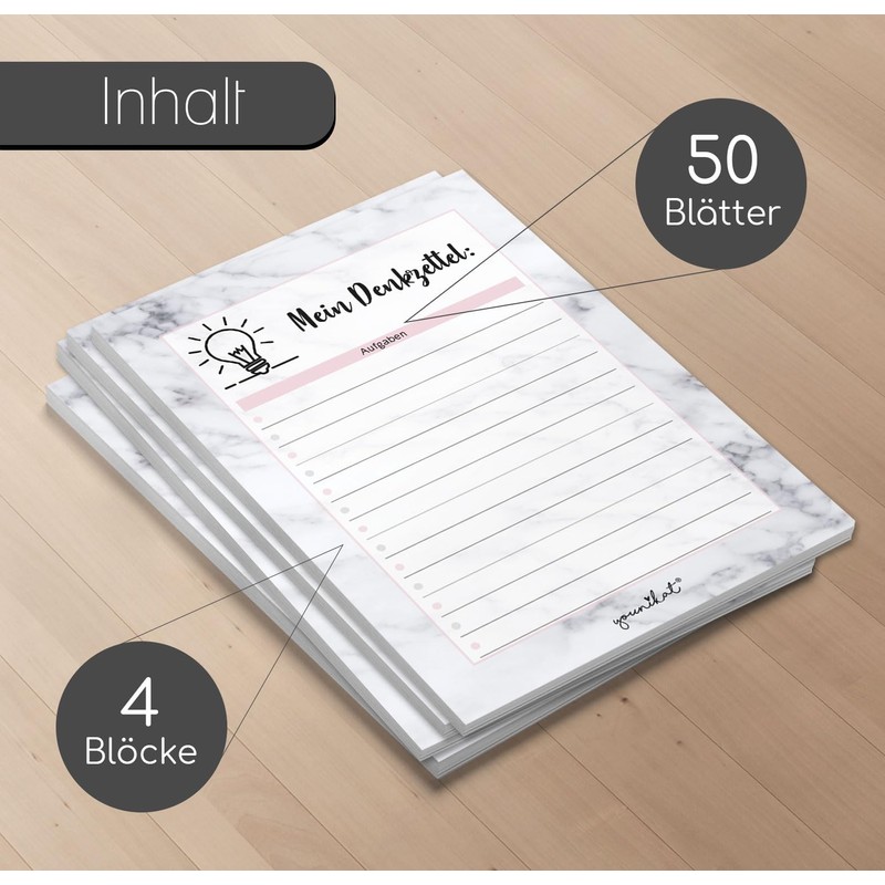 Set of 4 Notepads Marble Look I DIN A6 Shopping