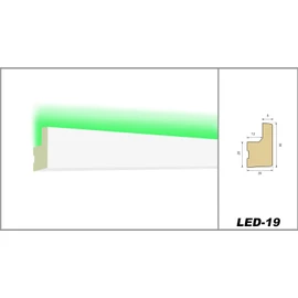 HEXIM LED Stucco Moulding Pattern – Indirect Lighting with Ceiling Strips Made of PU, Light and Opaque (20 cm LED-19) Decoration Corner Spot Indoor