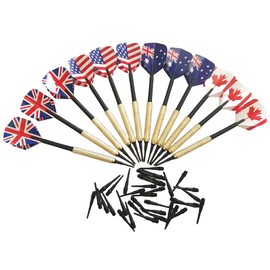 HRLORK Darts Set Plastic Soft Tip Darts Flights Nylon Darts Shafts Golden- 12 Packs