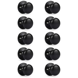 KNOBWELL 10 Pack Matte Black Dummy Door Knobs Round Interior Door Knobs Modern Black Door Knob, Closet Door Knobs, Individual Non-Turning Dummy Door Knob, Single Side Half-Dummy Door Knob Set