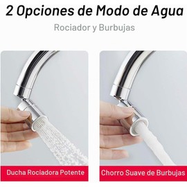 Aireador de grifo Grifo giratorio de 360 grados Aireador de pulverización Grifo de cocina Boquilla de ahorro de agua Pulverizador Gran ángulo Lavabo de baño Extensor de alargamiento de doble función