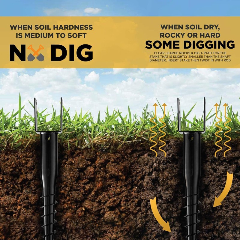 CRIZTA Premium No Dig Ground Anchor DIY Screw in Stake