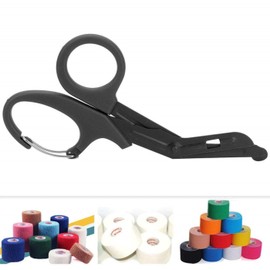 Titanium Bandage Shears Scissors EMT and Trauma Shears, Bent Stealth Black Coated for Nurses, Students, Emergency Room (Black + Orange, 15cm)