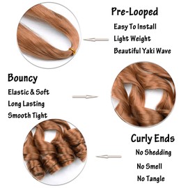 Brown French Curl Braiding Hair 12 Inch Loose Wavy Crochet Hair for Braids 5 Packs Pre Stretched Synthetic Extensions Bouncy French Curly Braids Lightweight Hair for Women (30#, 12inch)