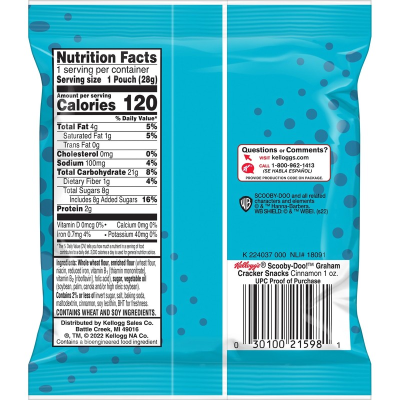 Kellogg's Scooby-Doo! Graham Cracker Sticks, Cinnamon, Made with Whole Grain,
