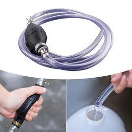 cerfioo 1 PC Car Manual One-way Check Valve Fuel Transfer Pump, 10mm/0.39" OD 8mm/0.31" ID 1.2m/3.93Ft Inlet Pipe 0.8m/2.62Ft Outlet Pipe, Quick Installation Accessories, for Cars (Transparent)