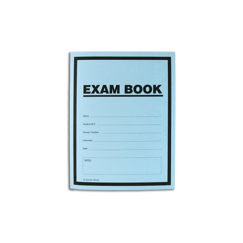 BookFactory Exam Blue Book, Ruled Format, 8.5x11 Inches, 16 Pages,