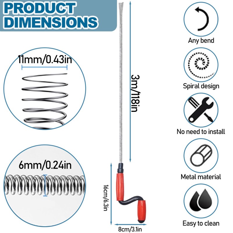 Drain Snake Unblocker Reusable Flexible Plumbing Drain Hair Sink Unblocker