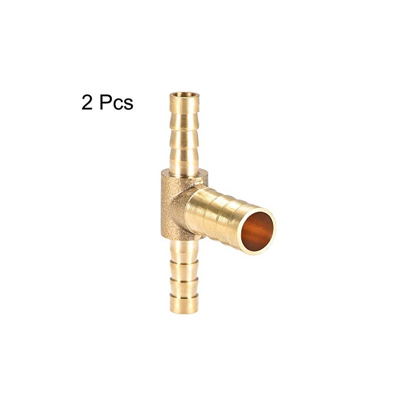 sourcing map 6x10x6mm Brass Hose Reducer Barb Fitting Tee T-Shaped