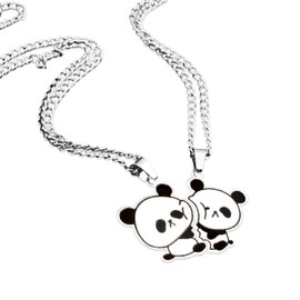 Panda Couples Necklace 2 Pieces Panda Friendship Hasl Chain BFF Chain Friendship Necklaces Partner Jewellery Chains for Best Friends Lovers and Couple Gifts