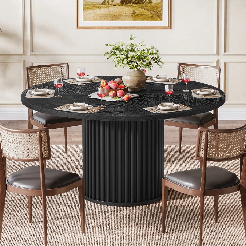 47" Round Kitchen Table for Small Space, Seats 4-6 with