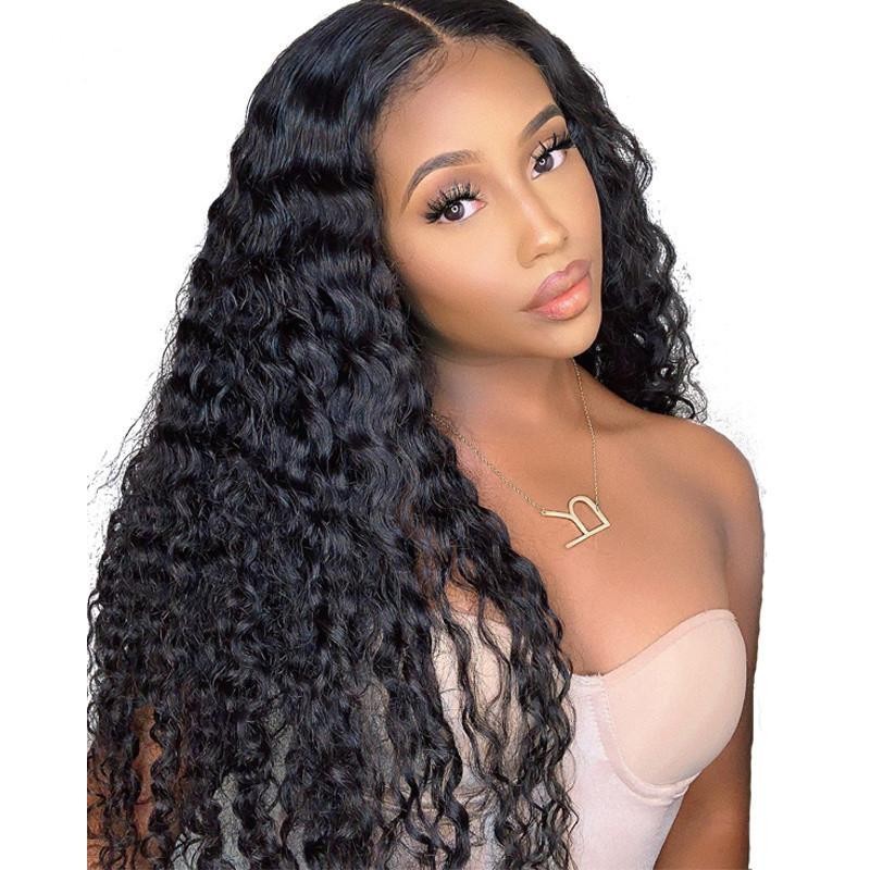 Black Mid-Parted Long Curly Wig for Women, African Style Afro