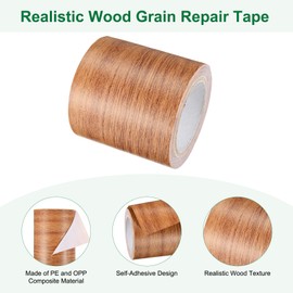 M METERXITY 2-Roll Wood Grain Repair Tape, 2.24in x 15ft Textured Realistic Self-Adhesive Wood Floor Tape Contact Paper for Furniture/Floors/Home [Chocolate Oak]