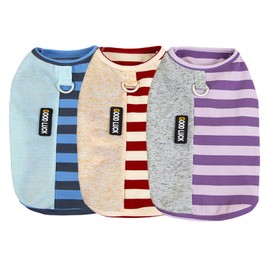 Izefia 3-teilige Hundehemden Kleidung T-Shirt für Kleinen Hund Atmungsaktive Regenbogenstreifen Waffel Shirts Kühle Sommer Baumwolle Tank Top Weste Welpen Katze