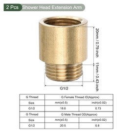 YOKIVE 2 Pcs Shower Head Extension Arm, G1/2 Male to Female Thread Pipe Fitting Coupler, Great for Plumbing, Swimming Pool (Brass Tone, 31-mm)