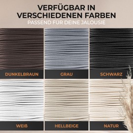 EFIXS Venetian Blind Cord 2.2 mm – Grey – 10 – 25 Metres – Here: 10 Metres – Premium Blind Pull Cord – Replacement Cord for Wood, Bamboo and Aluminium Blinds – High-Quality Blind Cord