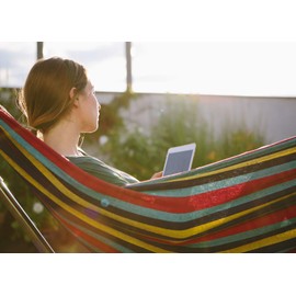 Outdoor Cotton Hammock for 1 Person 190 x 80 cm, Load Capacity up to 150 kg, Portable with Carry Bag, Single Swing Bed in Beach, Patio, Porch, Garden or Backyard Lounging