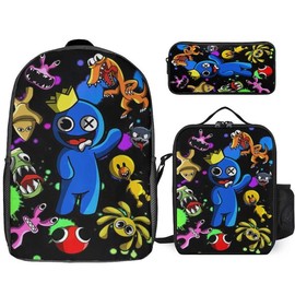 3PCS Rainbow Friends  School Backpack For Boys - 3pcs Sports Boys Backpack With Lunch Box And Pencil Case