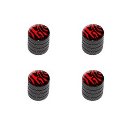 GRAPHICS & MORE Zebra Print Black Red Tire Rim Wheel Aluminum Valve Stem Caps - Black Color