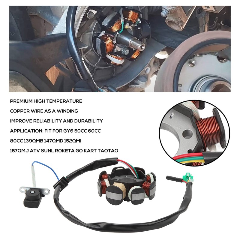Magneto Stator 8 Coil 5 Wire High Temperature Copper Wire