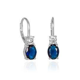 Diamond Treats 925 Sterling Silver Earrings for Women with Blue Cubic Zirconia Stones, Sapphire Blue Earrings for Women, Sterling Silver Drop Earrings for Women, Leverback Earrings in 925 Silver