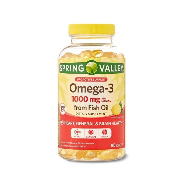 Omega-3 1000mg 180 Capsulas Fish Oil Spring Valley Salud Sabor