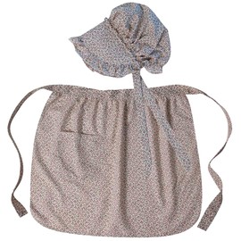 Making Believe Girls Colonial Apron & Deluxe Bonnet Set - 4-8 Years (Chose Color), Cream Calico, Girls 4-8 Years