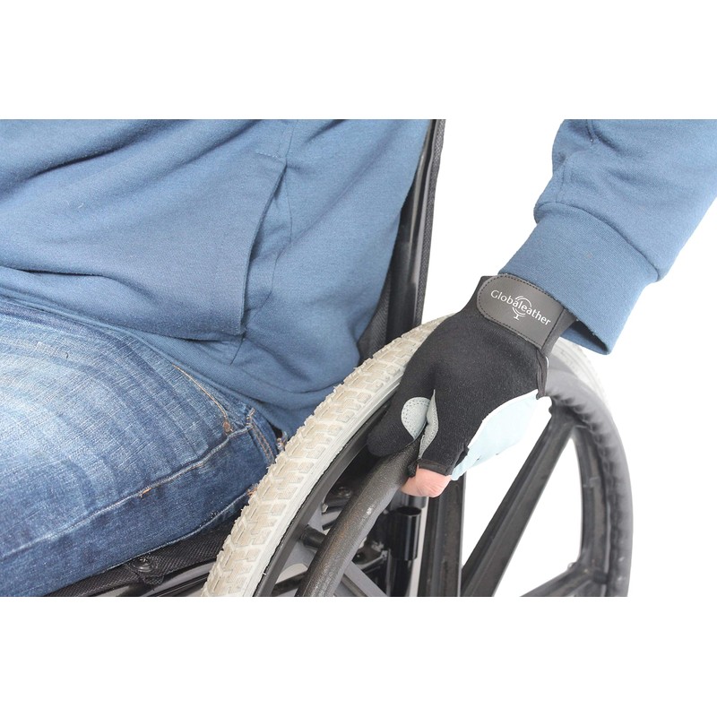 Globaleather Gel Pad Lite Wheelchair Gloves - Silver (Small) -
