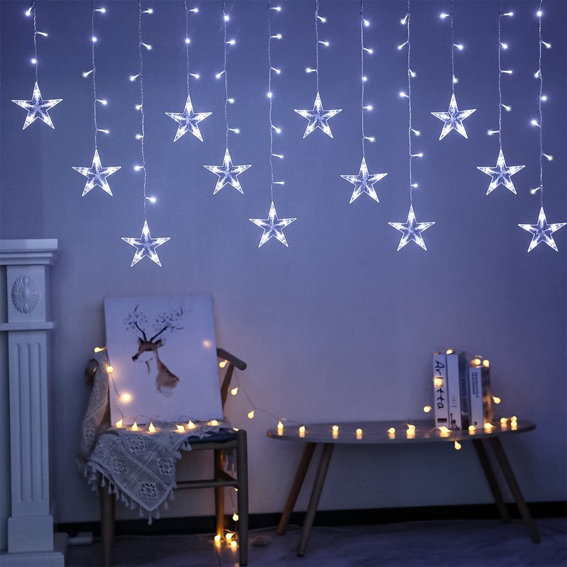 BLOOMWIN Light curtain star light chain curtain, USB 8 modes,