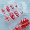 24Pcs Christmas Press on Nails Medium Length Snowflake Stripe Glitter