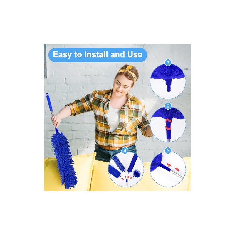 5 en 1 Kit de plumeros, plumeros para limpieza (azul)