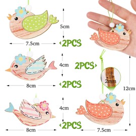 BOFUNX 8 Pieces Birds Wooden Pendants Decorative Birds Wood for Hanging Bird Decoration Window Decoration Spring Decoration Easter Decoration Decoration Pendant Gift