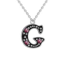 OutstandLong Initial Pink Letter G Alphabet Initial Charms Necklace Pendant for Women