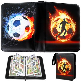 Zouboto Scrapbook Football Cards, 50 Pages 400 Cards Scrapbook Album, Portable, Waterproof, Card Folder with Zip, Birthday Gifts for Children