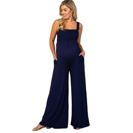 PinkBlush Navy Sleeveless Wide Leg Maternity Jumpsuit