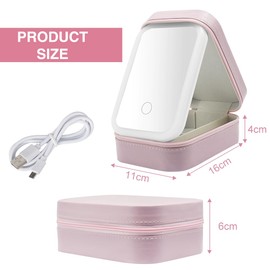 Kosmetiktasche mit Spiegel, Makeup Tasche mit Beleuchtetem Spiegel, 3 Farben LED Licht, Tragbare Schminktasche, Reise-Kosmetiktasche, Schminkspiegel USB Aufladbar